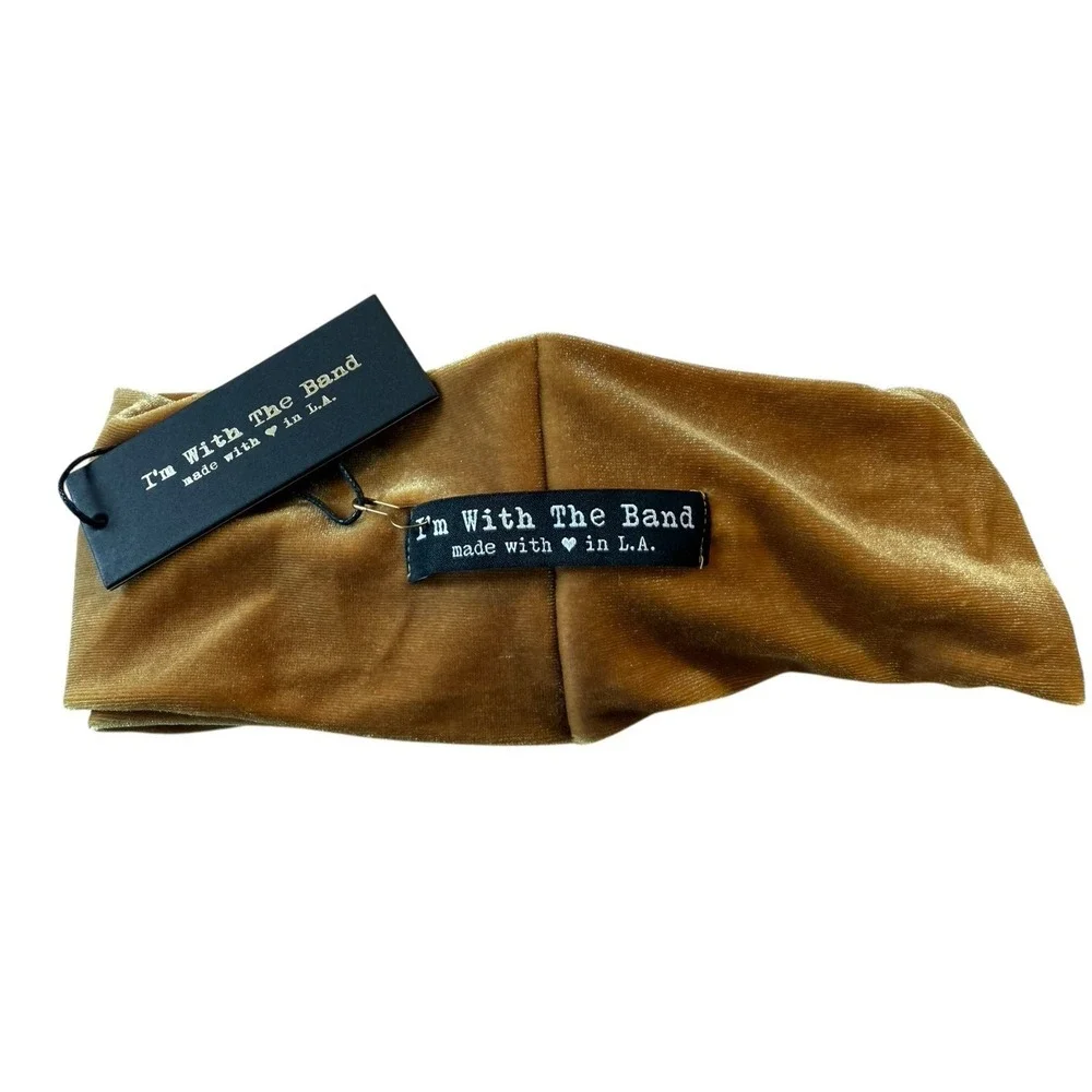 I'M WITH THE BAND Velvet Turban Headband Golden Mustard NWT Knot Boho Indie Luxe
